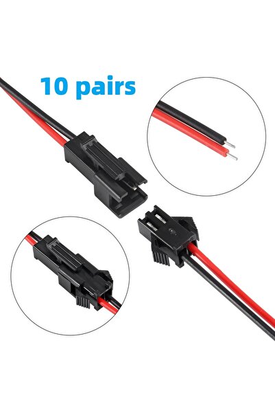 Choice 10Pairs 15cm JST SM 2Pins Plug Male to Female Wire Connector 20AWG Ter...