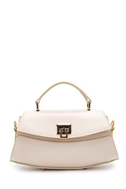 minebag Lock Detailed Baguette Luvia Women's Crossbody Bag Cream