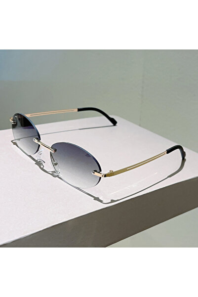 choice2 as picture shows gradient grey KAMMPT Rimless Oval Sunglasses Men Fas...