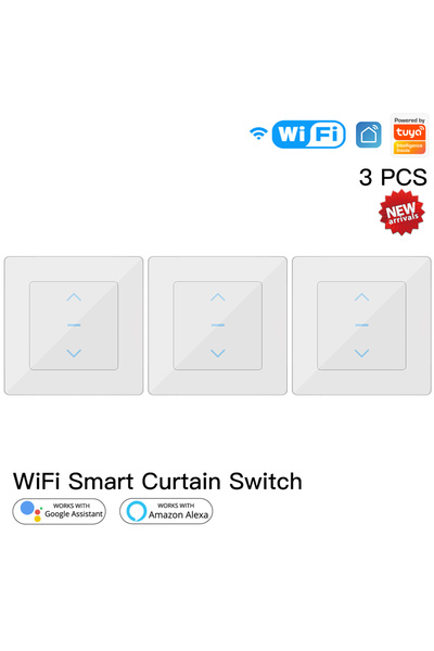 choice2 3PCS WHITE New WiFi Smart Curtain Switch Touch Design for Motorized C...