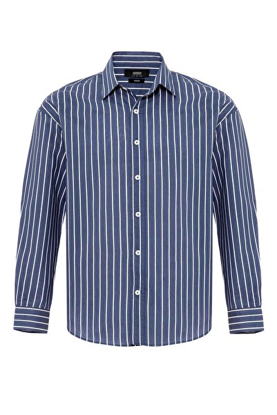 S13 Store Oversize Çizgili Erkek Gömlek