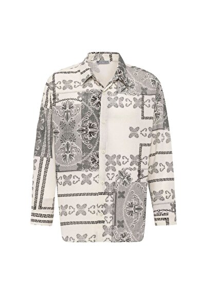 S13 Store Etnik Desenli Oversize Gömlek