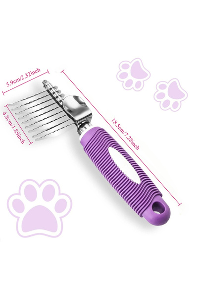 Choice PURPLE Pet Dematting Fur Rake Comb Brush Tool Dog and Cat Comb with Lo...