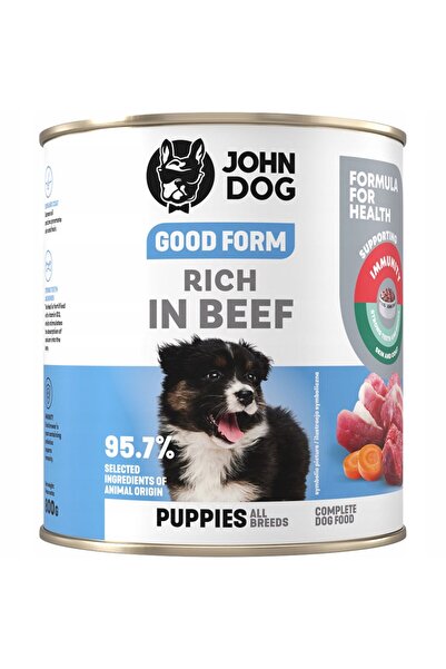 John Dog Hrană pentru căței cu vită, pentru o bună formă fizică 800g
