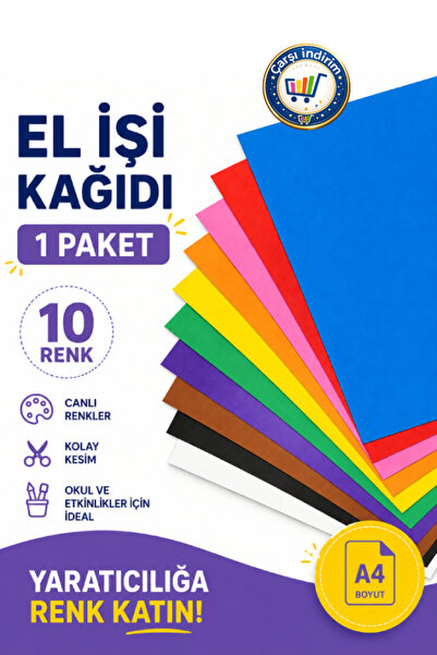 nistabolje 10 Adet Elişi Kağıdı Renkli A4 Karışık Renk El İşi Kırtasiye