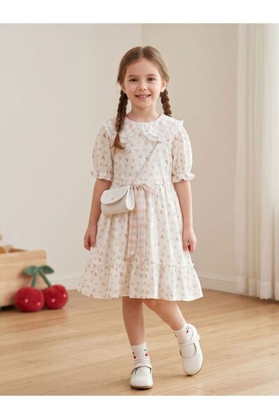 Cherrys Bebek Rochie cu design special pentru fete, cu broderie cireșe și det...