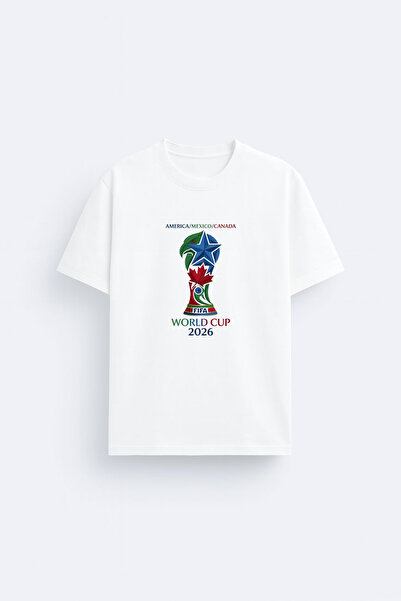 AYDESİGN 2026 Fifa World Cup 100% Cotton Fabric White T-Shirt