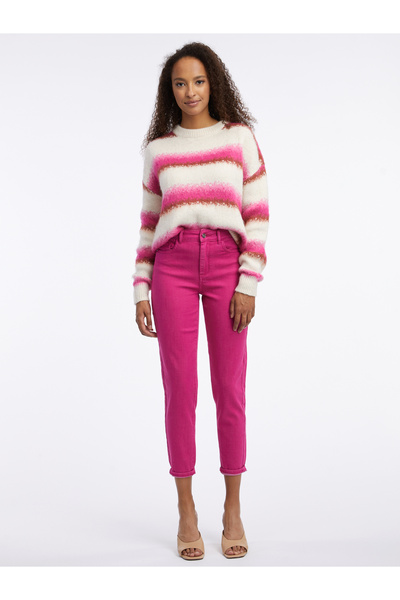 ORSAY Dark pink women's cropped mom fit jeans