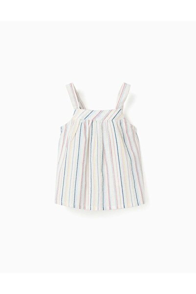 Ziddy SleeveleCotton Top With Ethnic Stripes B&S For Baby Girls Multicolour