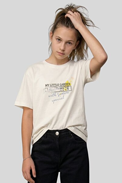 ww waka waka kids store Girl's Short-Sleeved Cotton T-Shirt with Big Flower a...