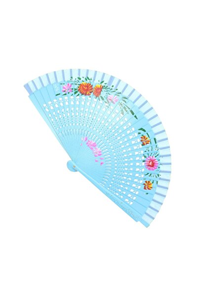 ButicCochet Evantai pliabil, Buticcochet, din lemn, cu imprimeu floral, 23 cm...