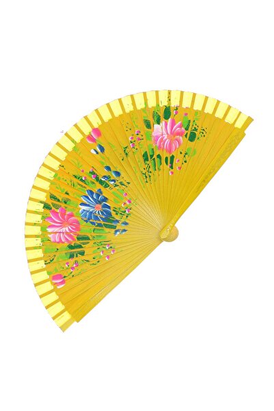ButicCochet Evantai pliabil, din lemn, Buticcochet, cu model floral pictat, 2...