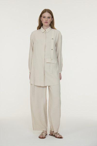 Zühre Shirt Collar Double Beige Suit 1942