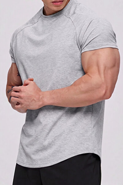 GENIUS STORE Men's Sports T-Shirt Running Sports Gym Raglan Oval Cut Combed C...