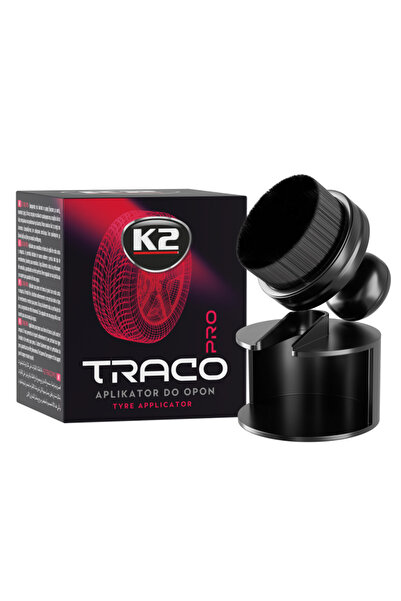 K2 Traco Pro tire dressing solution applicator brush, with storage stand