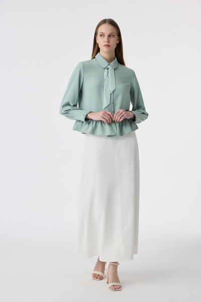Zühre Scarf and Buttoned Flounce Mint Shirt 0122