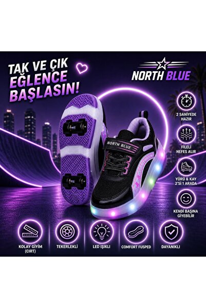 NorthBlue Ledli Tekerlekli çocuk paten spor ayakkabı