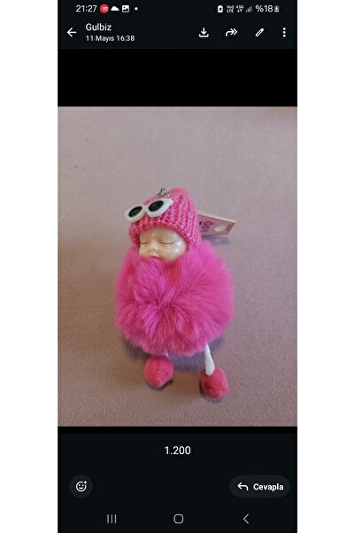 NO BRAND Pink Plush Sleeping Baby Keychain and Bag Ornament with Beret and Gl...