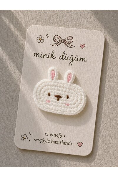 Minik Düğüm Tavşan Desenli Saçsız Bebek Tokası