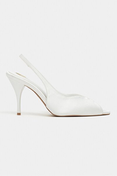 NİŞANTAŞI SHOES Roxy Satin Ankle Strap Open Toe Detail Women's Heeled Shoes