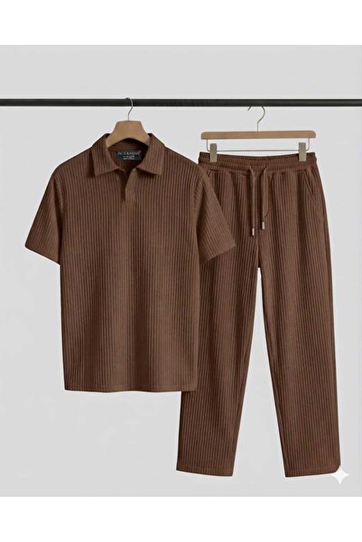ALİ.COM Ottoman Tissue-Lined Lycra Flexible Fabric T-Shirt and Pants 2-Piece Set