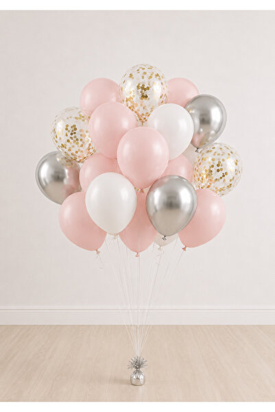 Balonsan Pink Silver Balloon Bundle 20 Pieces