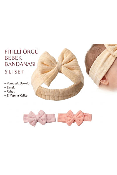 Balgüneş Tekstil Corded Knitted Baby Bandana Bow Set of 6