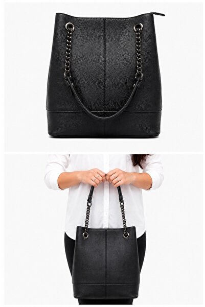 Bags Italia Geanta dama neagră din piele, model elegant si modern