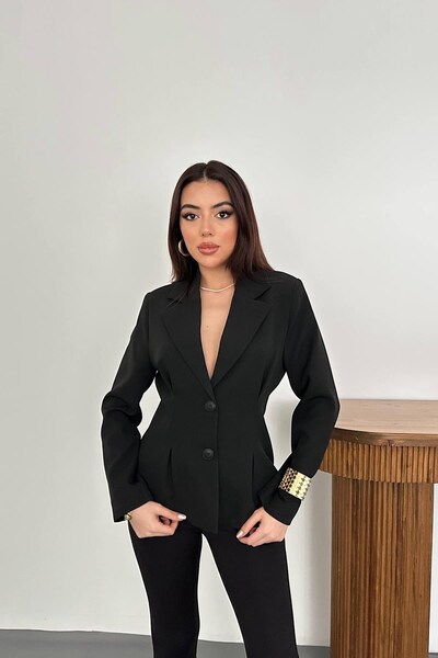 ozelia Black 2-Button Pleated Jacket