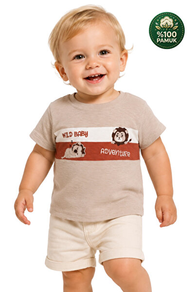 Divonette Boy's Thin Summer 100% Cotton Short Sleeve Lion Patterned Baby Boy ...