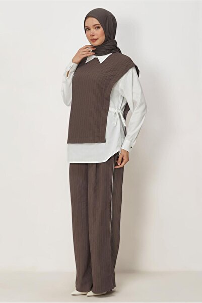 Alvina Shirt Collar Pants Suit 45754