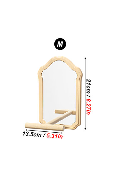 Choice1 M 1PC Wood Interactive Parrot Mirror Toy with Standing Pole for Pet B...