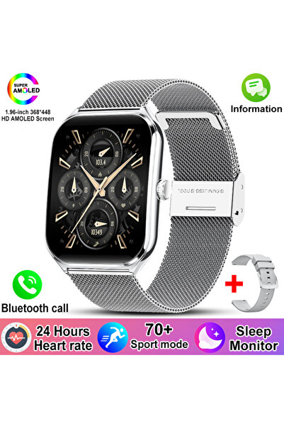 Choice4 Silver mesh belt New For Ultra Thin Smart Watch Men AMOLED HD Screen ...