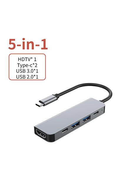Choice1 محول متعدد الوظائف 5 في 1 من نوع C وUSB-C - محول متعدد الاستخدامات لل...