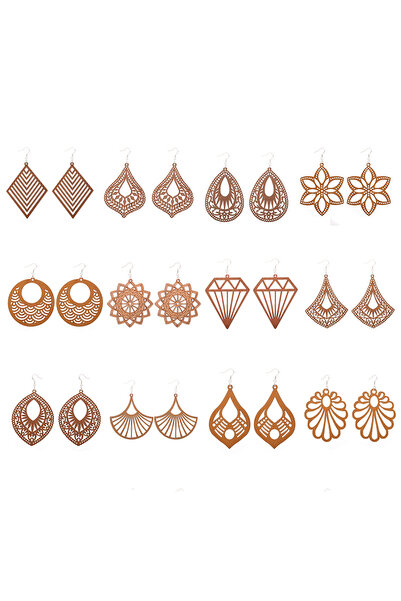 Choice N-12Pairs 12 Pairs Vintage Water Drop Hollow Charms Carving Dangly Dif...