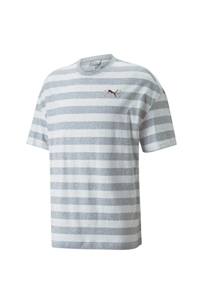Puma Tricou bărbătesc supradimensionat cu mânecă scurtă și dungi, mărimea M