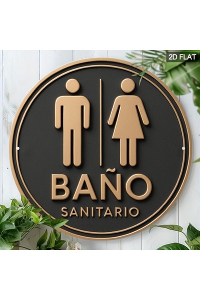 Choice9 20cm TYA-1049639-20cm 2D Spanish Toilet Sign Aluminum Round Wall Art,...