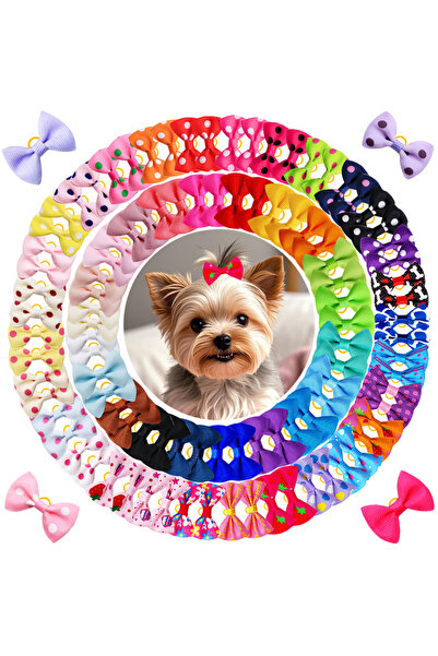 Choice Mixed Colors 100PCS Multi-style Dog Bows Handmade Pet Hair Accessories...