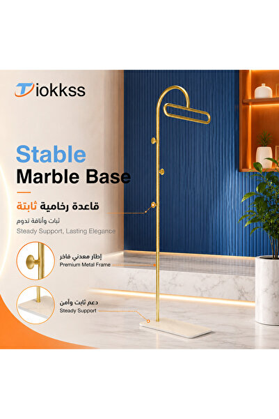 Tiokkss Luxury Gold Coat Rack with Marble Base – Modern Floor Stand for Home,...