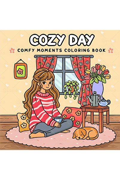 Choice MULTI COZY DAY COMFY MOMENT Coloring Book for Adults Featuring Cartoon...