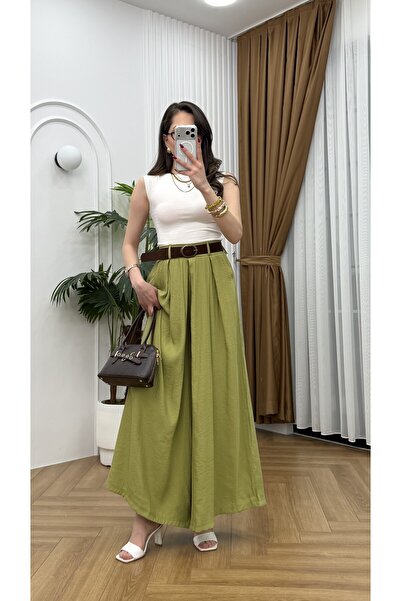 R-Style Tencel Belted Trousers