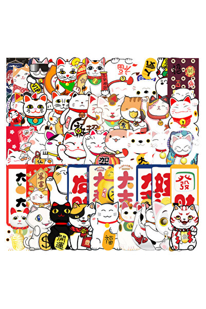 Choice 50PCS 10/30/50pcs Cute Maneki Neko Luck Cartoon Cat Graffiti Stickers ...