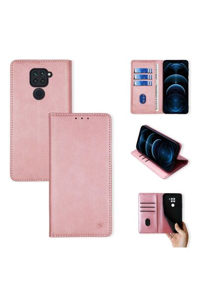 Sonique Θήκη Πορτοφόλι Vintage Magnet Wallet Xiaomi Redmi Note 9 Ροζ Χρυσό