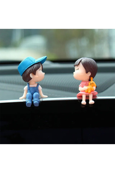 Choice زينة سيارة لطيفة على شكل شخصيات متحركة للأزواج مع بالونات لتزيين لوحة ...