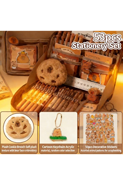 Choice Chocolate 53pcs Capybara Themed Stationery Set | Includes Plush Toy, S...
