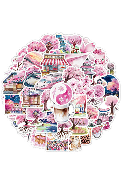 Choice 50pcs 50pcs Japanese Cherry Blossoms Sakura Flower Stickers Graffiti D...