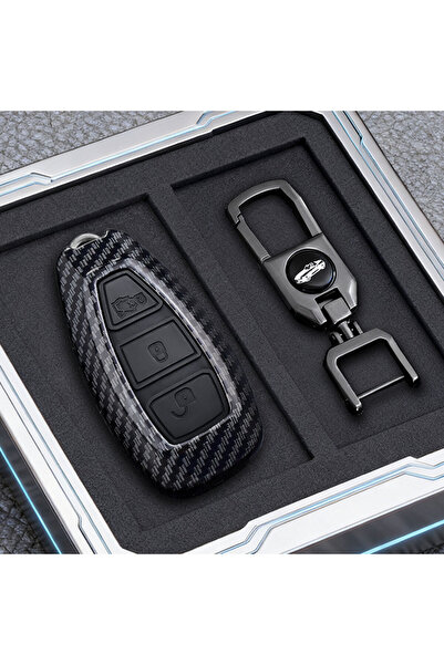 Choice غطاء مفتاح السيارة من الكربون لسيارات فورد ST Line Fiesta Focus Mondeo...