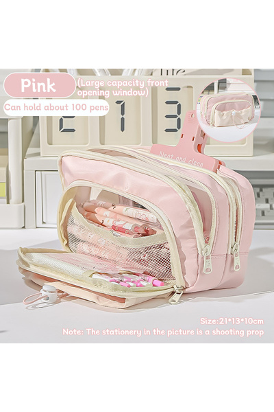 choice2 Pink New Kawaii Student Pencil Case Large Capacity Cute Pen Bag Ins S...
