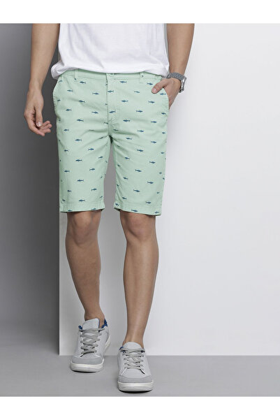The Indian Garage Co By Styli Men Green Slim Fit Printed Shorts