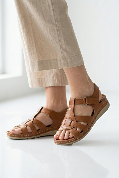 Step Stones Women's Velcro Wedge Heeled Anatomical Orthopedic Sandals |   Wom...